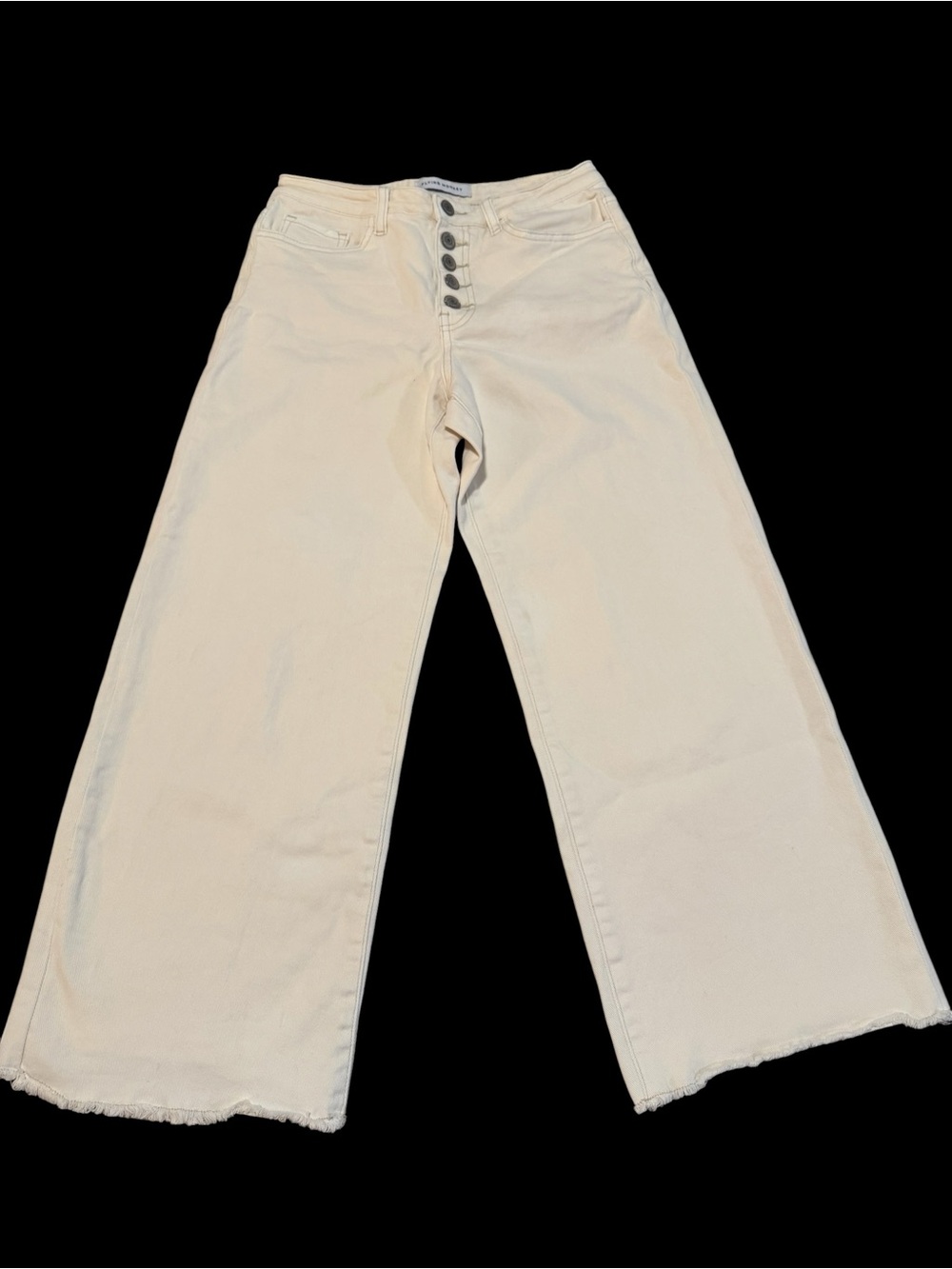 Flying Monkey Wide Leg High-Rise Jeans in Cream